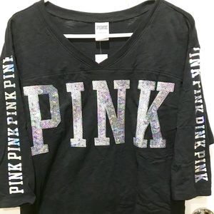 PINK VS bling boyfriend v-neck jersey